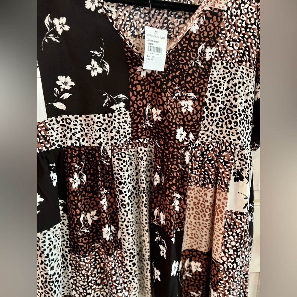 HIATUS Patch work Floral & Animal Print Babydoll Dress, Size M - Picture 8 of 9